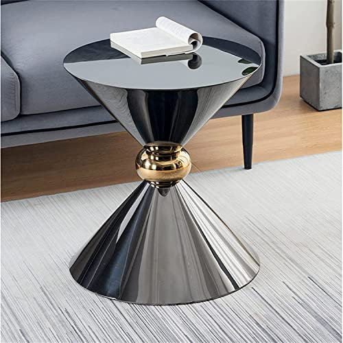 Sofa-Beistelltische, runde Beistelltische, Ecktisch, Couchtisch aus Edelstahl, Nachttisch, kreativer Kleiner Snacktisch aus Metall, für Wohnzimmer, Schlafzimmer, Balkon (Größe: 50 x 56 cm, F