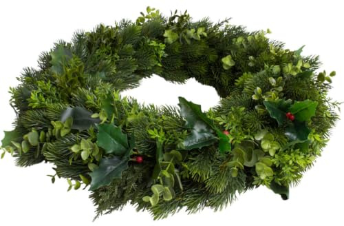 künstlicher Tannenmixkranz auf Strohkern, einseitig gebunden (50 cm)