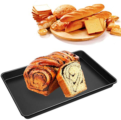 Teglia da forno rettangolare, teglia per pizza, teglia da forno, antiaderente e facile da pulire, per brownies, lasagne, casseruola, 60 x 40 cm, colore nero