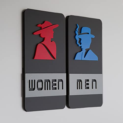 CHFYIJYHM Toilettenschild aus Acryl, Toiletten-Identifikationsschilder for Männer und Frauen, erhabene 3D-Symbole, 4,3 * 8 Zoll große Badezimmertürschilder, for Büros, Unternehmen und Restaurants