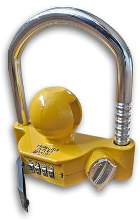 HEYCE Trailer Titan Universal Trailer Hitch Lock Combination, Caravan Anti-theft Adjustable Universal suitable for Standard 50 mm Couplings, Yellow Color.