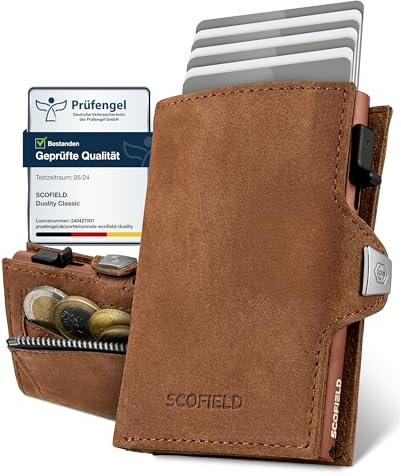 SF SCOFIELD Duality Classic Slim Wallet mit Münzfach | Kartenetui Herren für 9-10 Karten | Geldbeutel Portemonnaie mit RFID Schutz | Wallets for Men | Kreditkartenetui