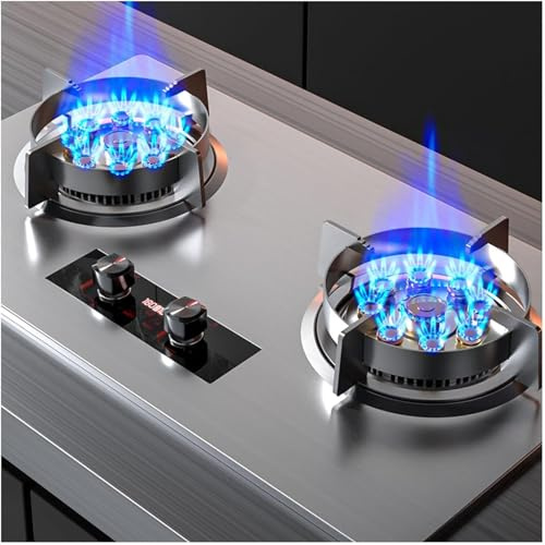 THEGA Stufa A Gas, Piano Cottura A Gas da Incasso A 2 Fuochi, Fornello da Cucina A Nove cavità da 8,5 KW/8,5 KW, (Timer Bilaterale da 180 Minuti), con Protezione Antispegnimento(LPG)