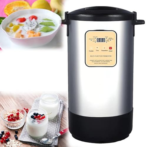 Máquina Fermentadora Eléctrica de Yogur Natto, 12L Yogur Automático Vino de Arroz, Yogurtera Digital Termostática Comercial de Acero Inoxidable,18L