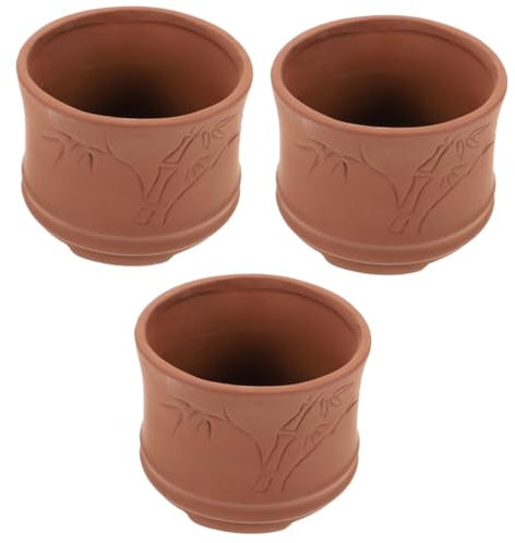 BESPORTBLE 3 Pièces Pot De Fleurs en Grès Sable Violet Mis en Pot Bol Jardinage Mini Jardinière De Plantes Grasses De Plein Air Terre Cuite Terreau pour Orchidées Jardinière De Pépinière Grès