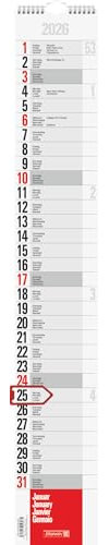 BRUNNEN Streifenkalender 2026 | 130×830 mm