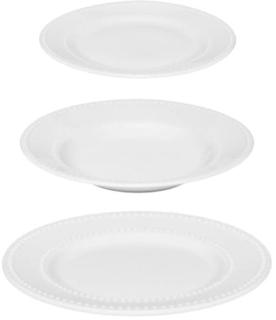 Secret de Gourmet - Service de Table en Porcelaine 18 Pièces Perle 27cm Blanc