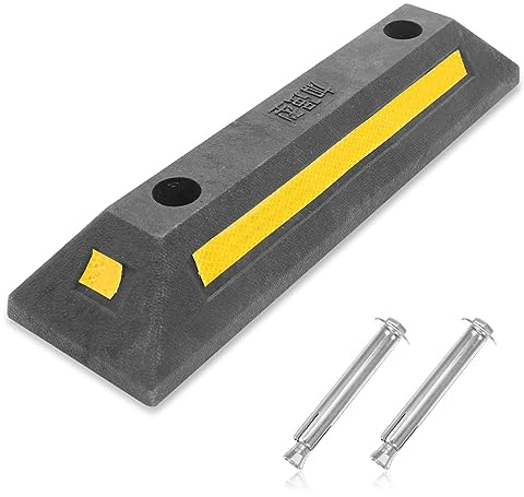 Cabilock tappo per auto parchimetro accessori garage parcometro arresto della ruota box auto cordolo di parcheggio in gomma fermaruota con nastro riflettente gomma da cancellare Black