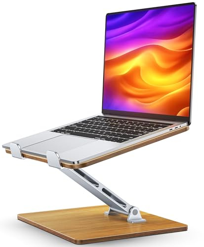CIRYCASE Supporto PC Portatile Legno/Alluminio, Ergonomico Scrivania Supporto Laptop Stand Regolabile in Altezza, Rialzo PC Portatile Pieghevole, Laptop Stand B27 dvd per MacBook/HP 10-16 Notebook