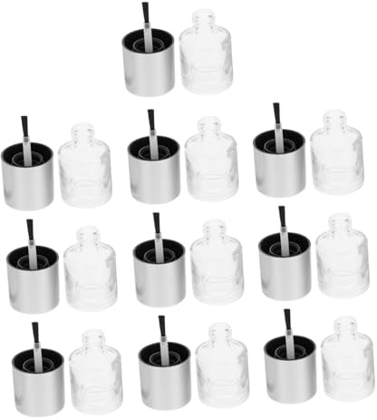VALICLUD Empty Nail Polish Bottles Glass Refillable Nail Polish Containers 10ml 10 Pieces Silver Cap for Manicure Store Supplies and Diy