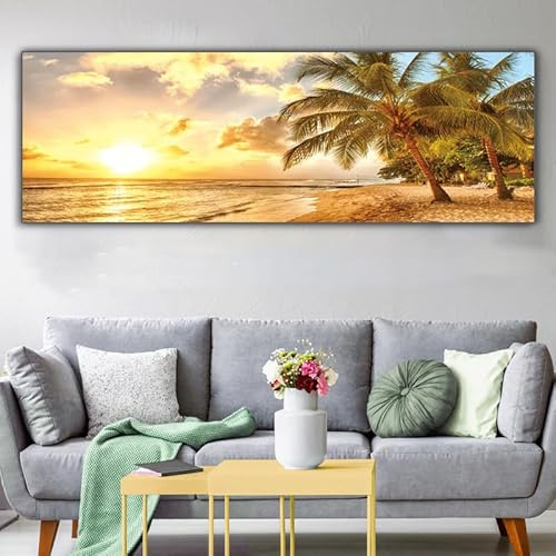Impression sur toile Montagne Paysage naturel Images panoramiques modernes Grande taille XXL Pour chambre à coucher de soleil Coucher de soleil mer plage