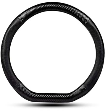 yorpyep Car Steering Wheel Cover, Carbon Fiber Trim Breathable Sweat-absorbent Protector, Close Fitting Non-slip and Scratch-resistant Cover for All Seasons, for Most Cars Trucks (Black #D-shaped)