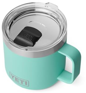 YETI Rambler 14 oz (414 ml) Stackable Mug with Durasip Ceramic Lining, Stainless Steel Vacuum Insulated Coffee Cup with Removable Magslider Lid, Seafoam