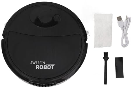 Saluaqui Aspiradora de Robot Inteligente con una Fuerte Succión y una Funcionalidad de Barrido y Trapeador 3 en 1 para Pisos Duros: un Limpiador Robótico Negro con Rueda Giratoria de 360 ​​Grados