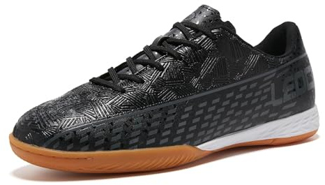 LEOCI Men's Indoor Soccer Shoes Athletic Women's Rubber Futsal Shoes for Trainer Flat Outsole Training