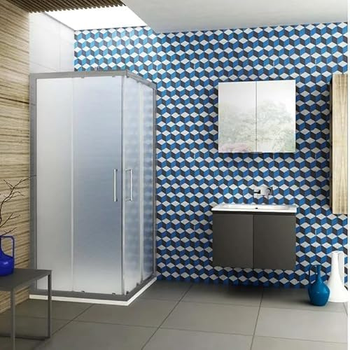 WITIT BOX DOCCIA ANGOLARE SCORREVOLE KARMEN ANTE IN VETRO CRISTALLO OPACO SATINATO 6mm QUADRATO - RETTANGOLARE - SEMICIRCOLARE (70x70 cm Quadrato)