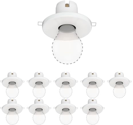 ledscom.de 10x Deckeneinbauleuchte TELA, Porzellan, weiß glänzend, rund, 99mm Ø, 1x E27 max. 60W