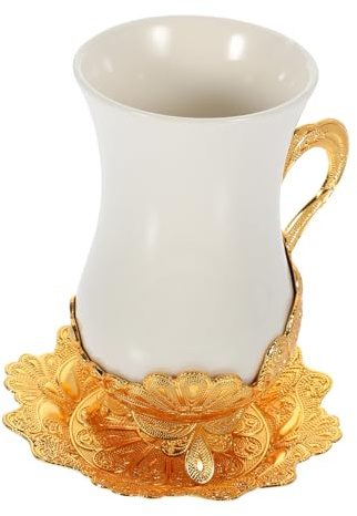 ULTECHNOVO Taza de Café Turco de Cerámica con Platillo Elegante Vintage para Uso Diario y Hogar Multifunción Diseño