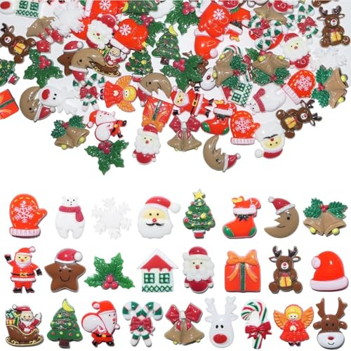 TYXHXTF 100 Stück Weihnachten Deko Miniatur Figuren Harz Tischdeko Weihnachtsschmuck Klein Figur Ornamente zum Basteln DIY Geschenk Mitgebsel für Adventskalender (Zufällig)