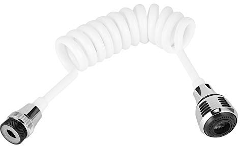 Faucet Extender Water Tap Extender Extension Faucet Long Hose Portable Retractable Foaming Sprayer for Kitchen Bathroom ABS Plastic White 30cm to 140cm