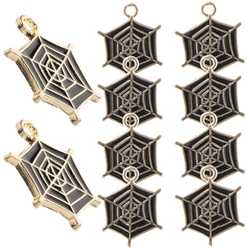 Generisch 10 Stück Spinnennetz Anhänger aus Schwarzem Emaille Lose Zwischenstücke für Selbstgemacht Schmuck Armband und Halskettencharms Vielseitig für Bastelideen