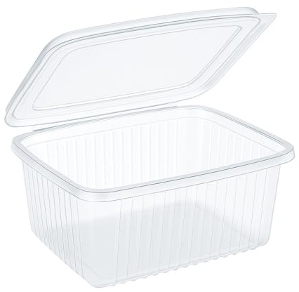Commerline Plastikbehälter mit Deckel 1000 ml, 100 Stück, Klappschalen