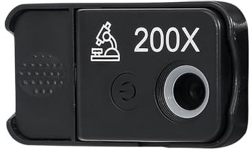 Walmeck Lente de Microscopio para Teléfono Móvil 200X con Luces LED, Filtro CPL Integrado, Teléfono Universal, Portátil y Ligero