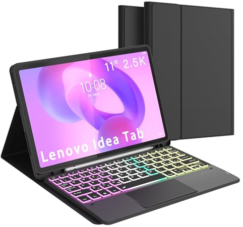 Custodia con Tastiera per Lenovo Idea Tab 11 Pollici Tablet 2025 (TB-336ZU/TB-336FU) : Tastiera retroilluminata Rainbow con touchpad intelligente,[Italiano],Cover Tastiera Rimovibile con Portapenne
