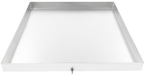 Bandeja de goteo, Bandeja de Recuperación Agua Lavadora Acero Inoxidable 304 81 X 76 X 6,3 Cm,Adaptador Drenaje Anti Fugas Secador Lavavajillas Refrigerador Aire Acondicionado Suelo Protección - Plata