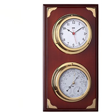 RELOJESDECO Nautische Wetterstation, Wetterstation mit Uhr und Thermometer, Hygrometer, Barometer, 39 cm