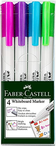 Faber-Castell Slim Whiteboard-Marker in modischen Farben, 4 Stück, (67-156074)