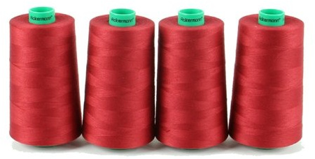 Ackermann Nähgarn Weinrot (0815), 4x 5.000 m Konen (20.000 m) – Universal-Garn 100% Polyester, Stärke 120, OEKO-TEX, für Overlock- und Nähmaschinen