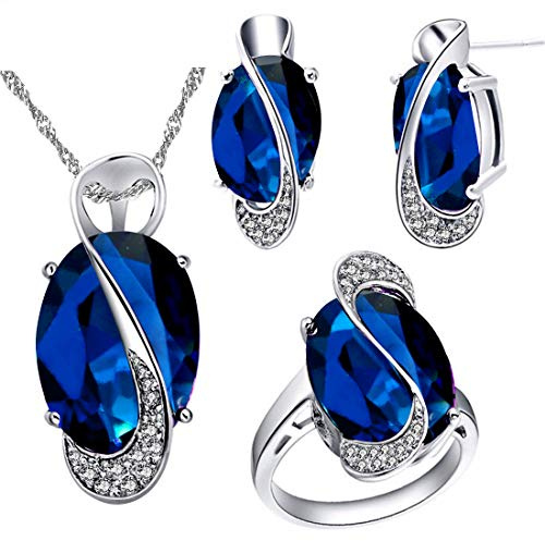 Uloveido Frauen Modeschmuck Set Hochzeitstag Schmuck Set für Mädchen Halskette Ohrringe Ring Schmuck Set T472