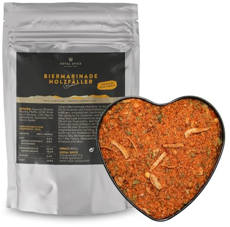 Royal Spice - Grillmarinade Holzfäller für saftiges, zartes & aromatisches Fleisch - 800g BBQ Gewürzmischung als Steak Marinade für Schwein & Rind - Marinade zum Anrühren mit Bier