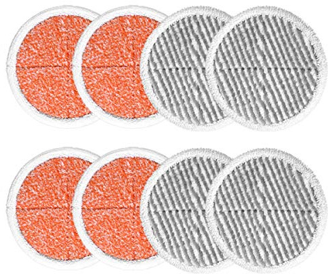 KEEPOW 8 Pack for Bissell Spinwave Pads, Replacement Compatible with Bissell Spinwave 2052E, 2039A, 2124, 2037 (4 Orange + 4 Grey)