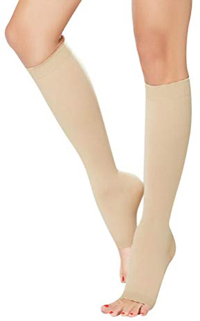 Compressione Graduata Forte| Gambaletto Contenitivo Calze Elastiche,Pelle Open-Toe,XL