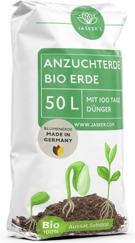 JASKERS® Bio Anzuchterde 50 L | ungedüngt | Torffreie Aussaaterde zur Aufzucht von Tomaten, Chili, Gemüse, Bonsai & Kräuter | Aussaaterde Bio