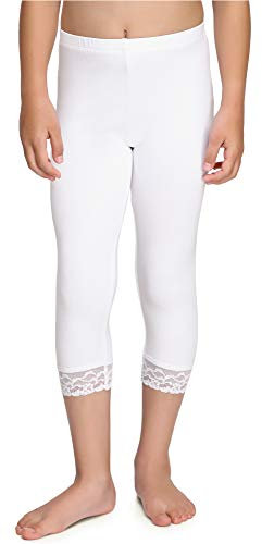 Merry Style Mädchen 3/4 Leggings MS10-293(Weiß,122 cm)