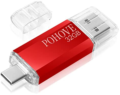 POHOVE CLé USB C 32 Go, Mini Cle USB 32 Go Type C OTG Clef USB 32go Imperméable USB C Flash Drive 32 GB pour Huawei, Xiaomi, Oneplus, Smartphones Doté USB C, Matebook, Pc, Tablette Etc (Rouge)