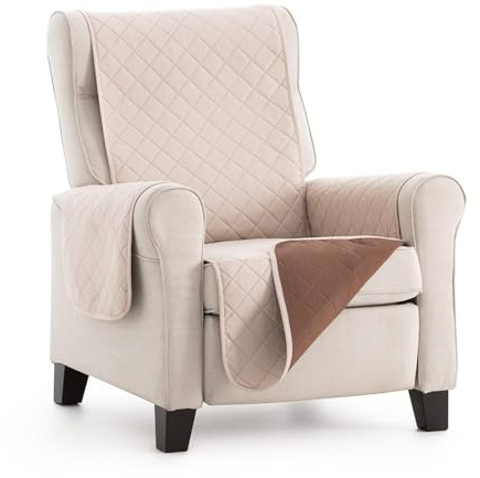 Bestcovers Zweifarbig Sesselüberwürf Sesselschoner Schonbezug Sesselschutz Schutzbezug Made in Spain Sessel Schoner Sofabezug Sofaschonbezug Sofa Überwurf Sofa Überdecke (Beige/Braun, 1 Sitzer)