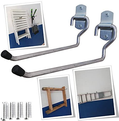 Parpyon® Ganci Muro per Garage e Giardino - Porta Attrezzi da Parete in Acciaio - Porta Pneumatici - Vari Modelli (Dritto 15cm)