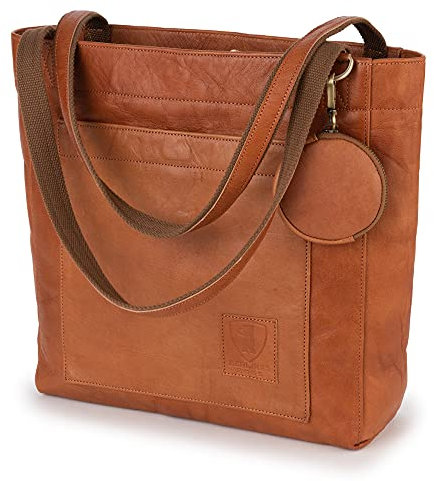 Berliner Bags Vintage Shopper Tasche Damen Seville, Henkeltasche aus Leder, Handtasche für Frauen - Braun