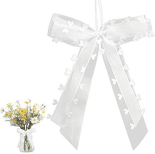 30 Stück Autoschleifen Antennenschleifen Weiß,Schleifen Hochzeit,Hochzeit Deko Schleifen,hochzeits Schleifen Auto,Autoschleifen Weiß mit Herzen,Verwendet für Hochzeits,Autoschmuck,Zuckerbeutel