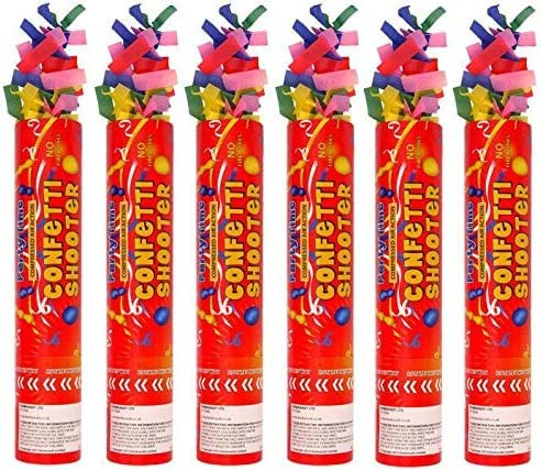 6pk Confetti Cannons - Poppers Shooter Festivals Party Confetti Cannons Poppers Shooter Birthday, Wedding Decoration - 20cm