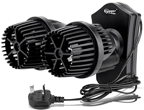 hygger 2 * 4000LPH Double Head Aquarium Wave Maker, 5W Ultra Quiet Aquarium Circulation Pump, Fish Tank Wave Maker with Strong Magnetic Suction Base, 360°Adjustable Power Head, for 151-416L Tank