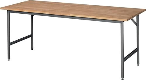 Arbeitsttisch Jerry B2000xT800xH800-850mm Arbeitsplatte Buche Gestell grau RAU