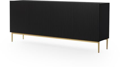 bogart Kommode Nicole 200 cm Sideboard Schrank 4 türiger Wohnzimmerschrank Highboard Gold Metallfüße