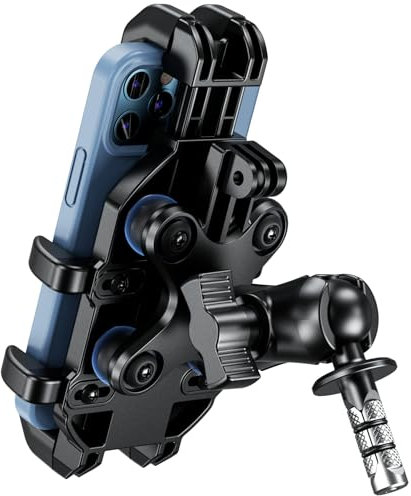 BRCOVAN Motorcycle Fork Stem Phone Mount with Vibration Dampener, Heavy-Duty Cradle Fit 12mm-25.4mm Stem Tubes, Adjustable for 5.4-6.9 Smartphones