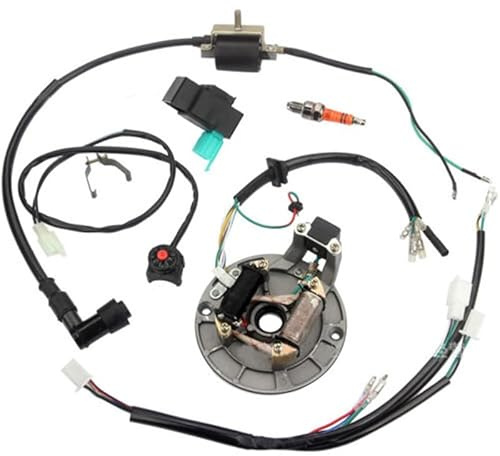 Baceyong - Kit di bobina di accensione con cablaggio elettrico, magnete e statore per risolvere guasti elettrici Compatibile con moto da cross a 4 tempi da 50 cc, 70 cc, 110 cc, 125 cc