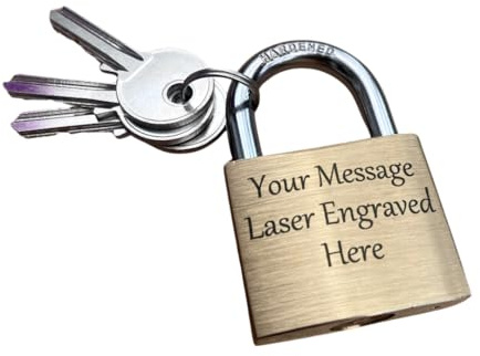 Personalised Engraved Padlock for Bridge or Anniversary for Boyfriend or Girlfriend, Memorial Trip for Loved One - 3 Keys - Choose Fonts - 40mm